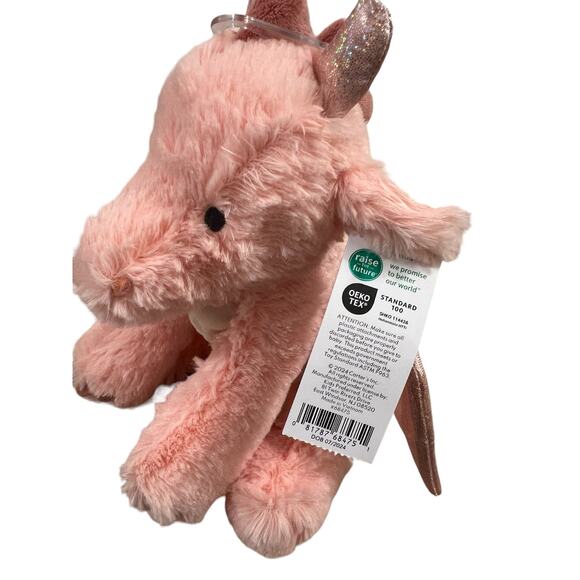 New Carter’s PINK Girls SPARKLE DRAGON 🐉 Lovey Plush Stuffed Animal Beanie HTF - Picture 4 of 5